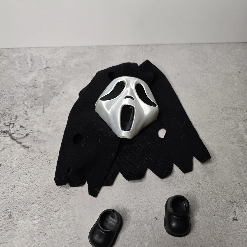 Labubu Costume with Silver Mask and Black Shoes